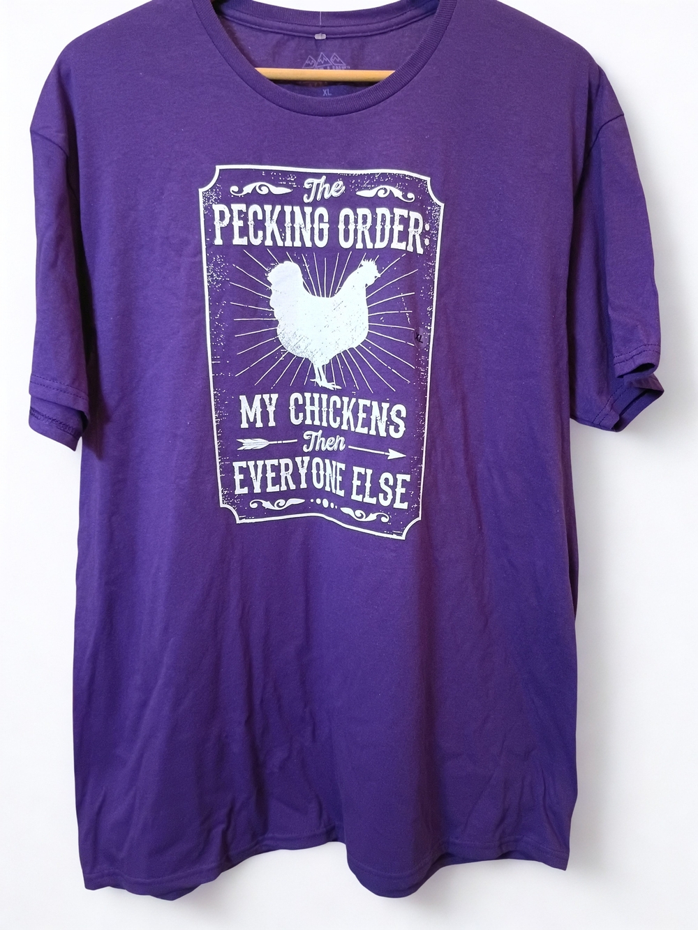 The Pecking Order My Chickens Before Everyone Else Purple XL T-Shirt Womens